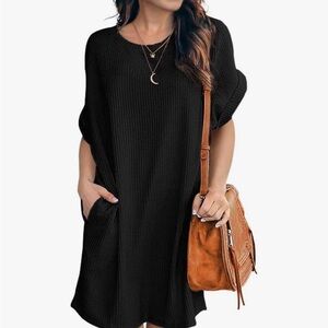 Waffle Knit Dress with Pockets